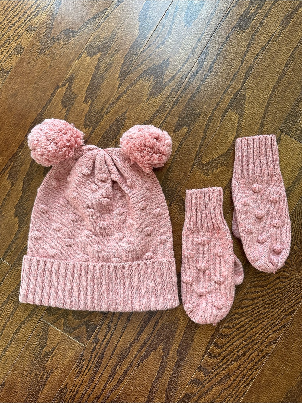 JCrew CrewCuts Pom-Pom Beanie and Mittens Set - Pink